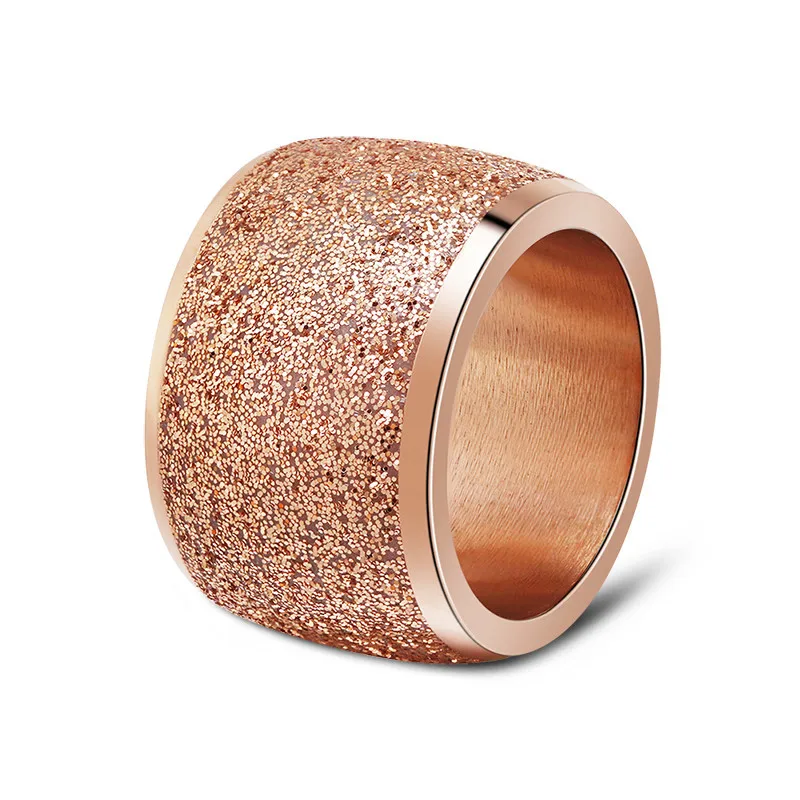 Silver/Rose Gold Color Stainless Steel Rings 16mm Frosting Surface Big