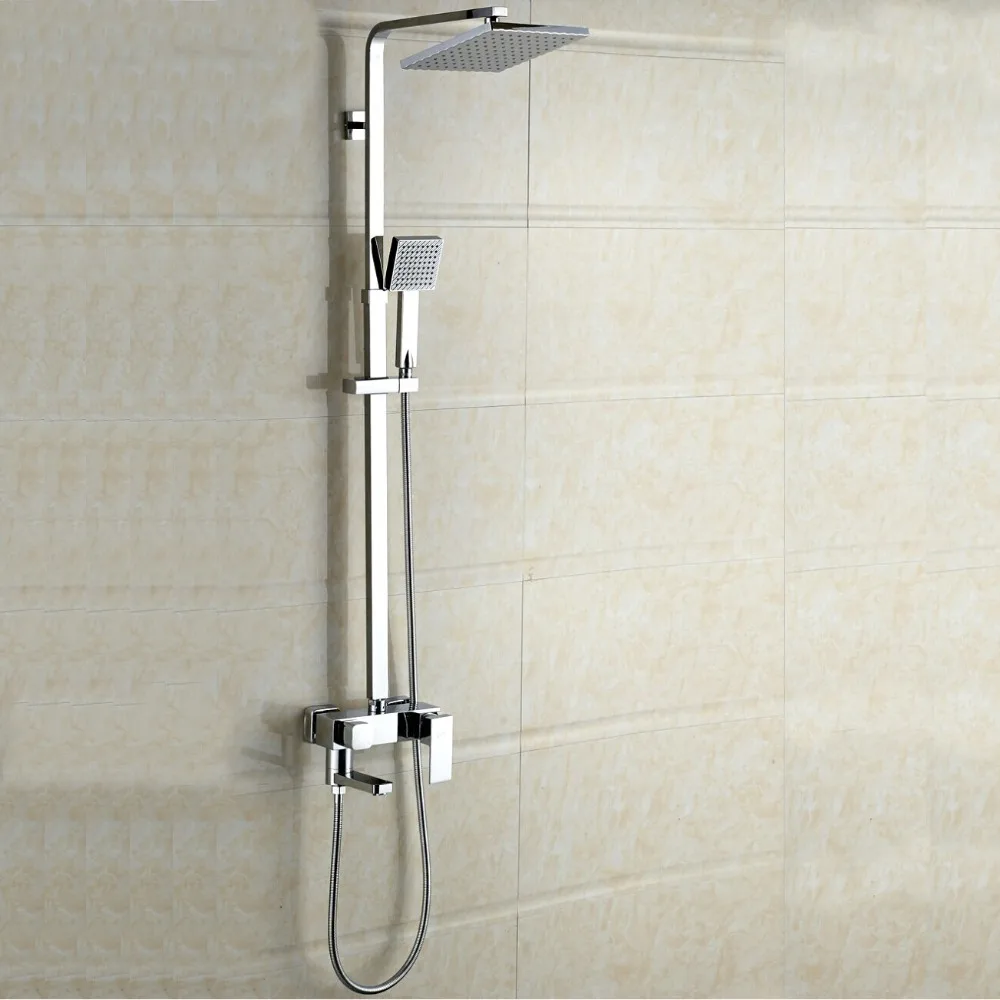 L15195 Luxury Wall Mounted Brass Rainfall Shower Set Square Shower Rail