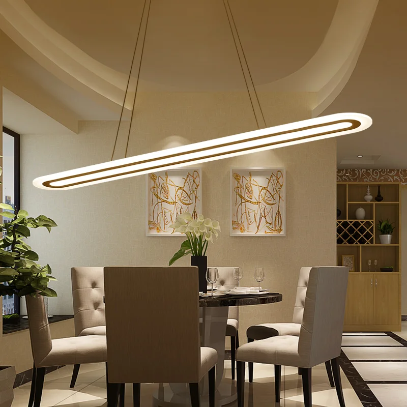 Buy Modern LED Suspension Chandelier Oval Strip Plexiglass Chandelier Home