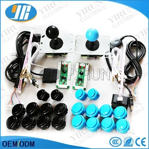 Шт/PS2/PS3/XBOX360 для windows 4 в 1 USB энкодер+ 4way аркадный джойстик+ SANWA 30& 24 мм Кнопка+ кабель для PCB - Цвет: black and blue