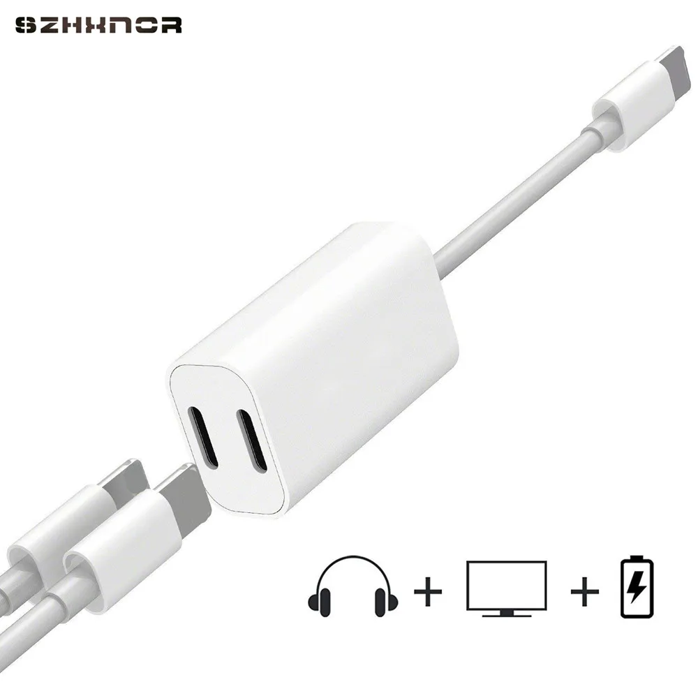 SZHXNOR аудио адаптер USB для iphone 7 Зарядное устройство с двойным 8-контактным разъемом