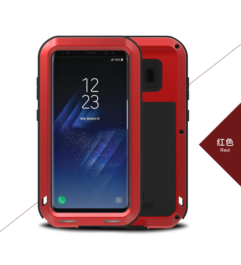 Love Mei металлический чехол для samsung Galaxy S8 Plus Полный корпус ударопрочный чехол для телефона для samsung S8 Защитный Чехол Прочный противоударный чехол - Цвет: Красный
