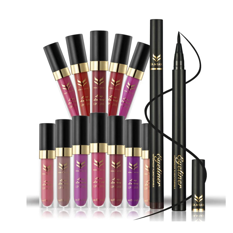 HUAMIANLI Liquid Eyeliner+Lipstick Combination Makeup Tool Kits