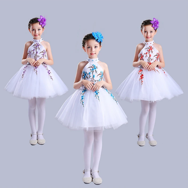 

Children Halter Formal Gowns Floral Flower Girl Party Dress Size 2 To 7 8 9 10 11 12 13 Years Old Lace Applique Dress White