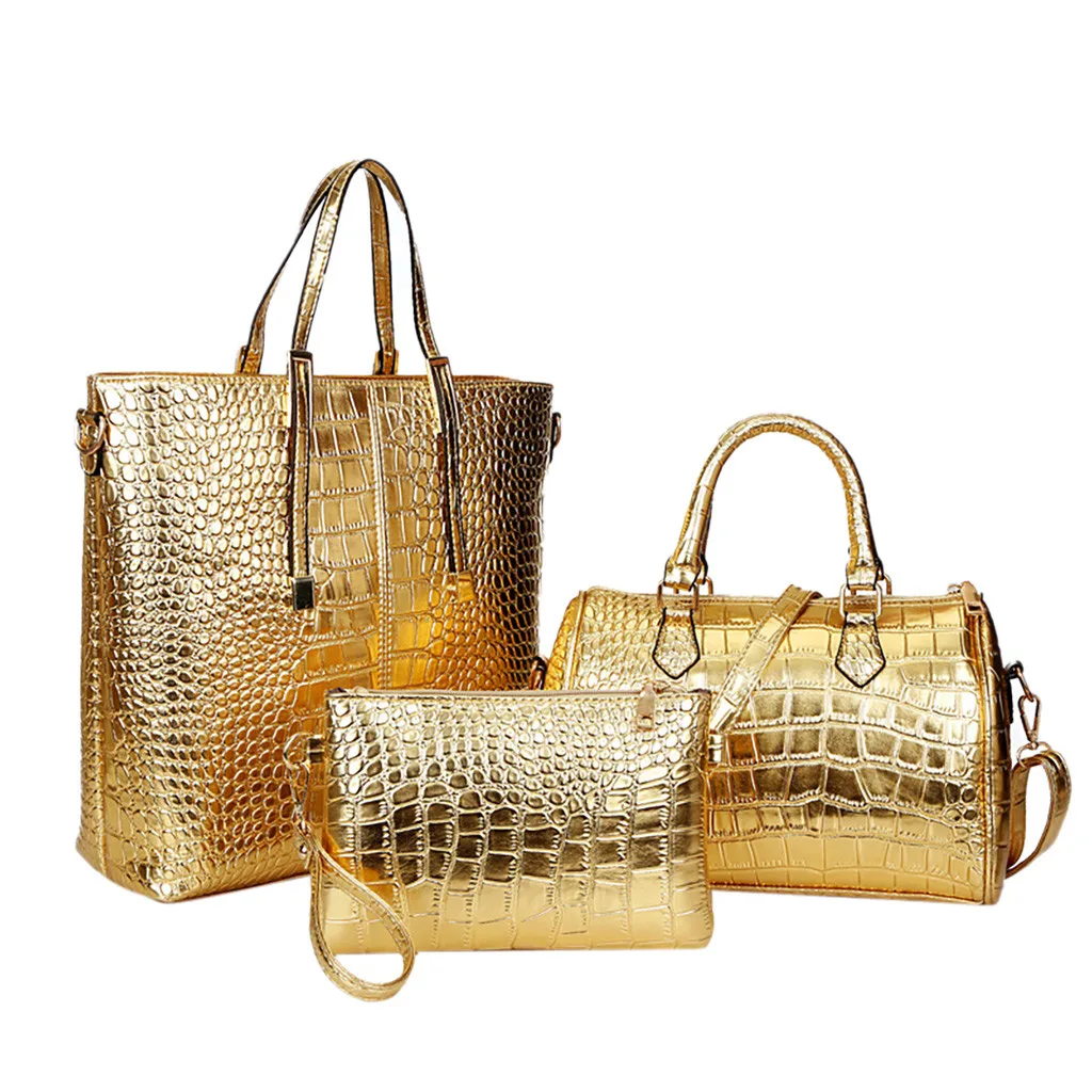 Большая сумка Для женщин летние аллигатора композитный мешок диких 3 шт Курьерские сумки большой Ёмкость сумка мешок от Louis Vuitton Femme YO
