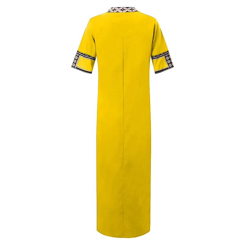 New Fashion Women Summer Sexy V-Neck Short Sleeve Folk-Custom Print Vintage Dress Elegant Ladies Casual Party Vestidos #4R09   (16)