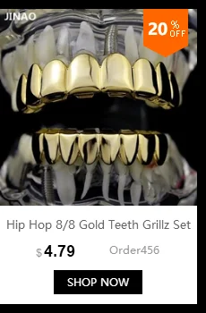 JINAO Чистый золотой цвет и посеребренный хип-хоп Grillz микро Pave CZ Золотой Клык верх и низ GRILLZ Рот Зубы грили вампирский набор