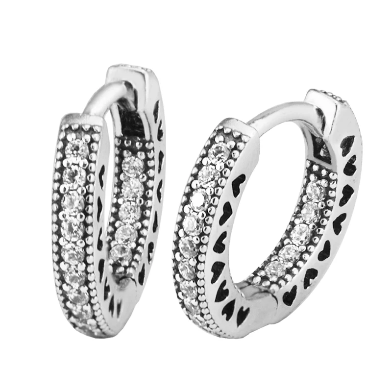 

Earrings for women Hearts Silver HOOP Earring BrincoS 925 Sterling Silver Jewelry DIY Orecchini Oorbellen Pendientes