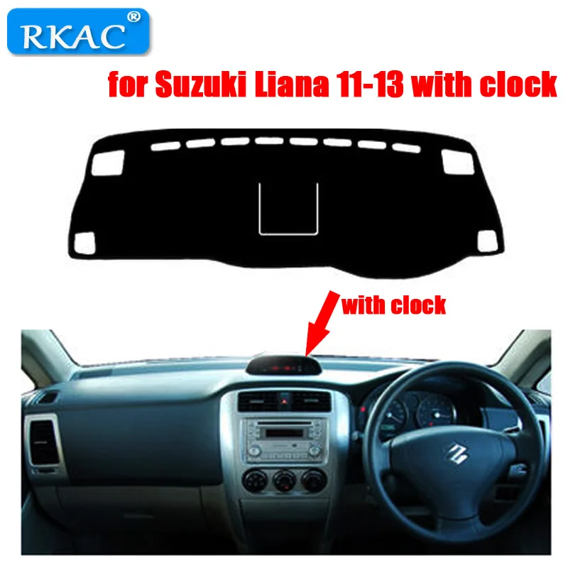 RKAC RIGHT-hand drive Car Dashboard cover rug for Suzuki Liana 2011-2013 with clock Dust proof car dashboard mat accessories | Автомобили