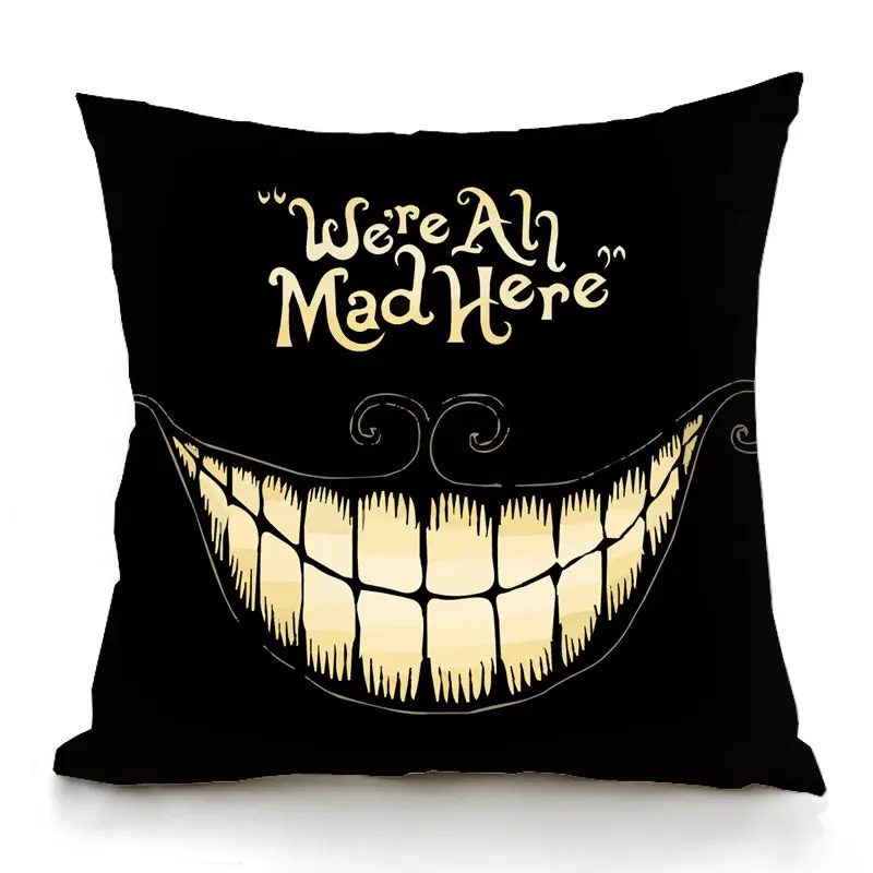 Cheshire Cat Smilling Teeth Wonderland Monsters Animal Cushion Cover Room Decor Throw Pillow Case for Halloween Christmas Gift | Дом и сад