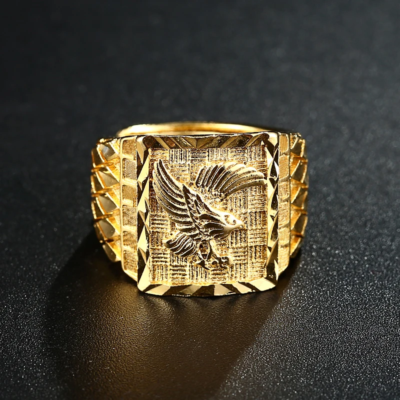 Мужское кольцо в стиле панк-рок с орлом, роскошное Золотое кольцо с возможностью изменения размера на 7-11 пальцев, ювелирные изделия никогда не выцветают
