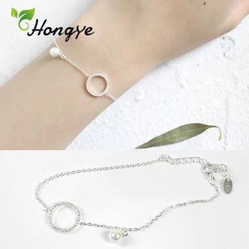 

Hongye Female 925 Sterling Silver Bracelet Quality Zircon Chain Bead Pearl Bracelet for Women Genuine Fashion Jewelry Gift Party