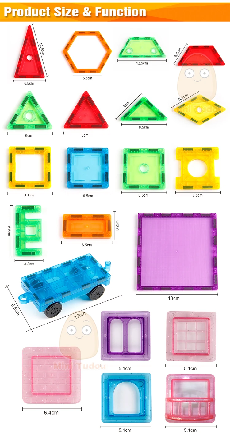 100 шт. большой размер прозрачные магнитные плитки Строительные кирпичи развивающие игрушки Магнитные игры для детей