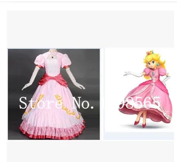 

Super Mario bros and luigi cosplay princess peach costume women kids adult halloween costumes pink Dress custom
