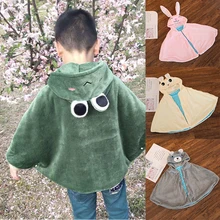 Фланелевый Халат-накидка для больших детей с мультяшными животными, плюшевая одежда, аксессуар, кролик, медведь, лягушка, ученики начальной школы, детский сад