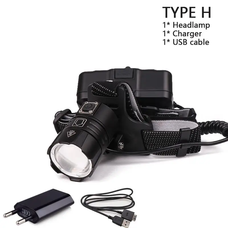 50000 люмен самая мощная светодиодная налобный фонарь USB зарядка XHP70 ...