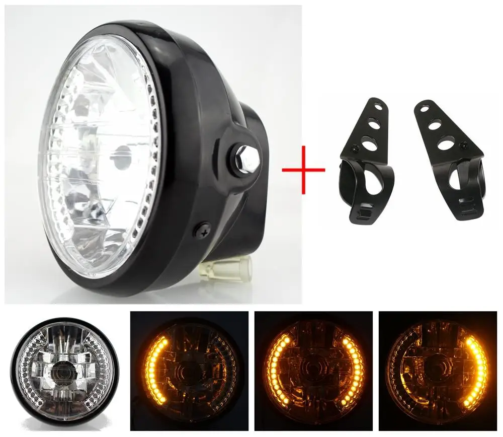 Motorcycle 7" Round Lights head lamp Headlight Headlights LED Turn