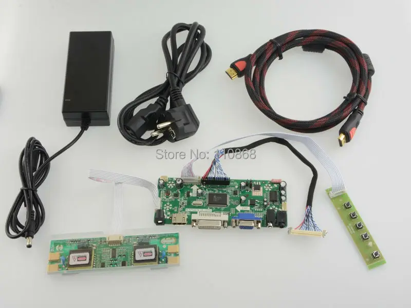 Free Shipping HDMI DVI VGA Audio LCD Controller Board 12V 4A Power Adapter 1 5m HDMI
