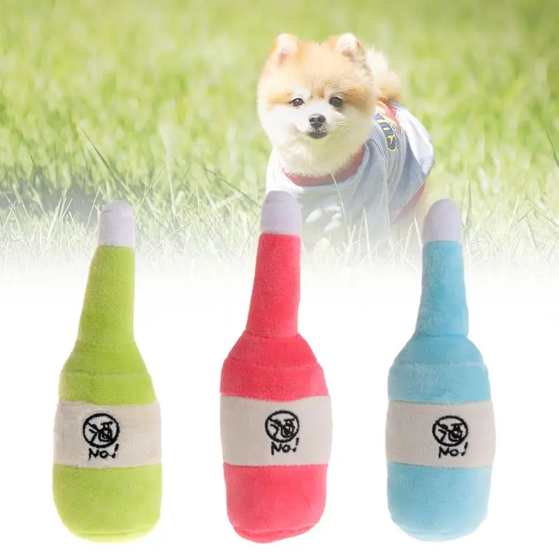 Pet Dog Toys Training Squeaky Sound Squeaker Stuffed Milk Bottle Shape
