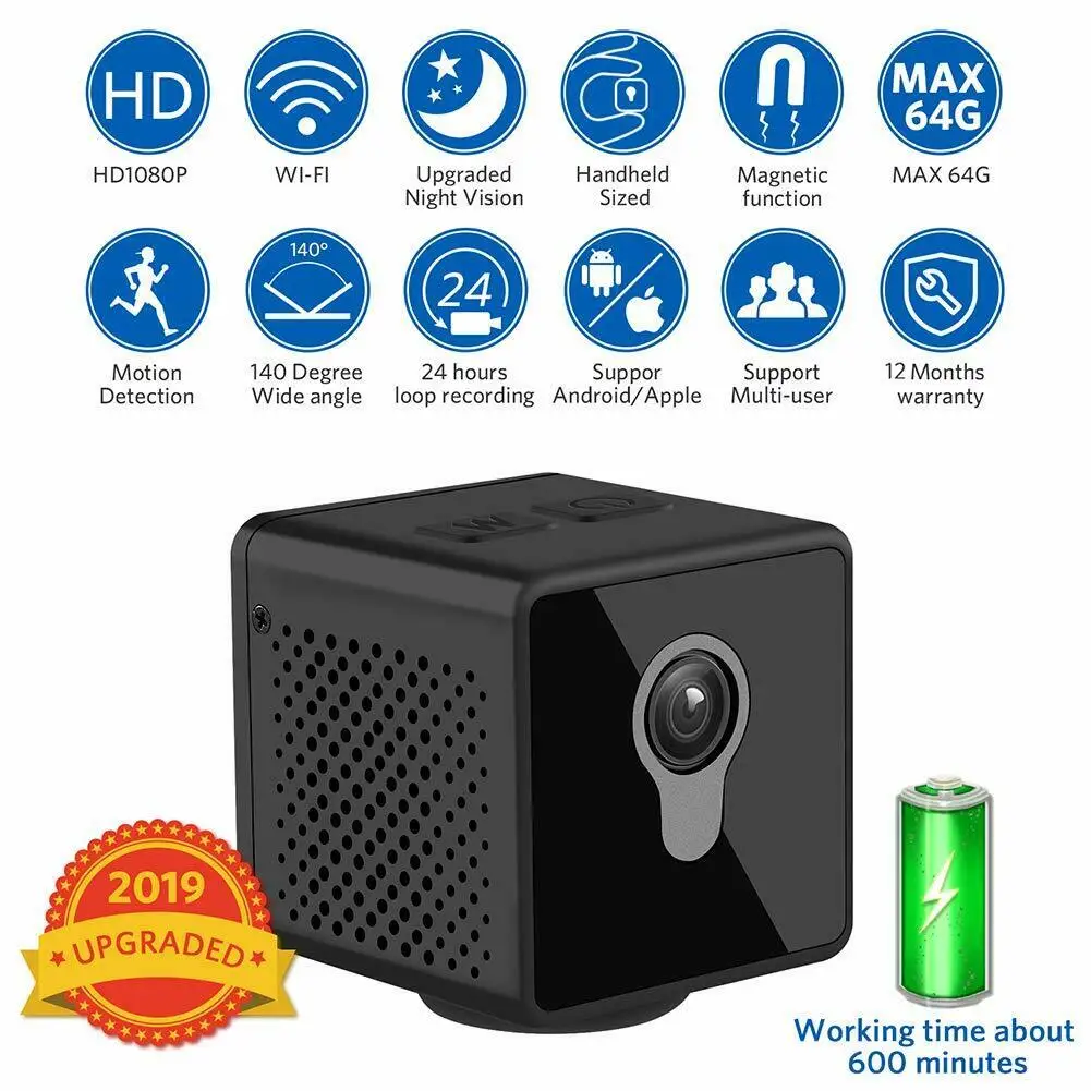 

Mini Camera WIFI Small Camera Wireless HD 1080P Camera Built-in battery with Motion Detection Night Vision For iPhone/Android