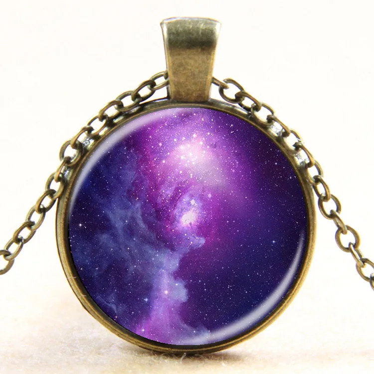 Fashion Galaxy Nebula Space Pendant Necklace Glass Cabochon Vintage