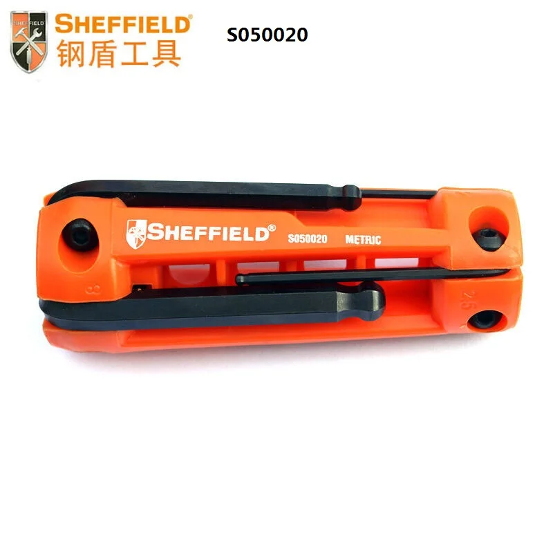 SHEFFIELD Folding Hex Wrench Set 8 pcs, Ball End Head Combination