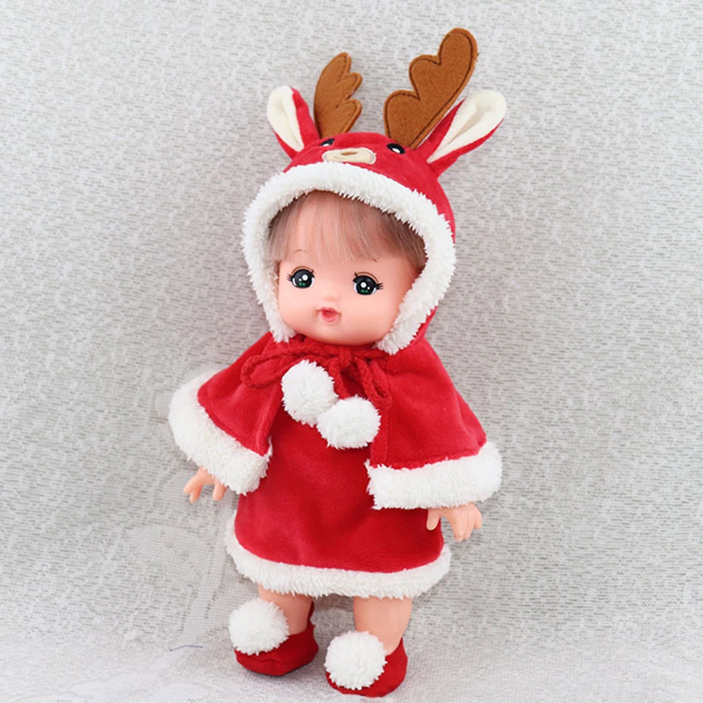Handmade Reborn Doll Clothes Plush Cartoon Overcoat Dress Cloak Shoes Outfits For Mellchan Baby Doll Party Clothing Accessory