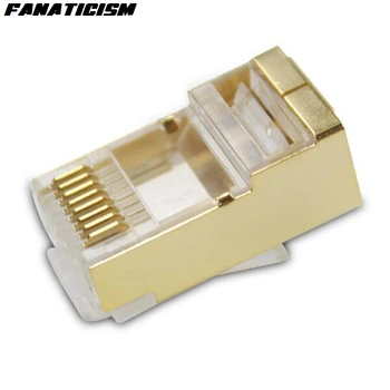 

1000pcs Top Quality RJ-45 8P8C CAT6E Gold Metal Shield Modular Plug Connector RJ45 CAT6 Ethernet Network Modular Plug Adapter