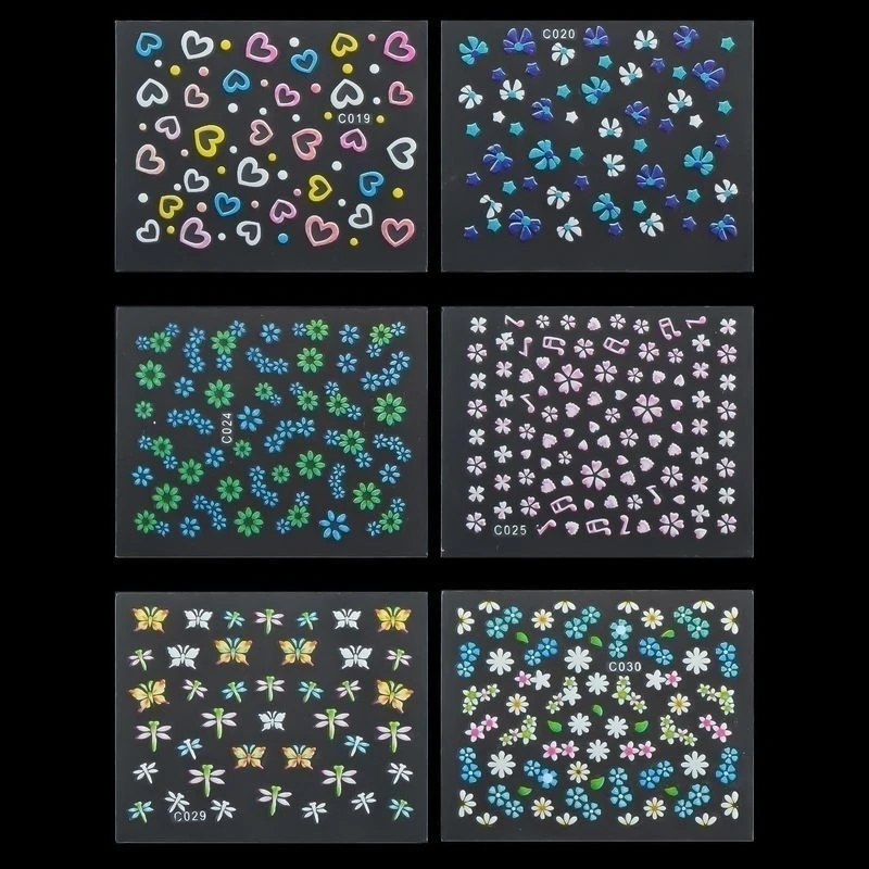30 Sheets Nail Art 3D Stickers Flowers Design Manicure Tips Decal Decorations (2)