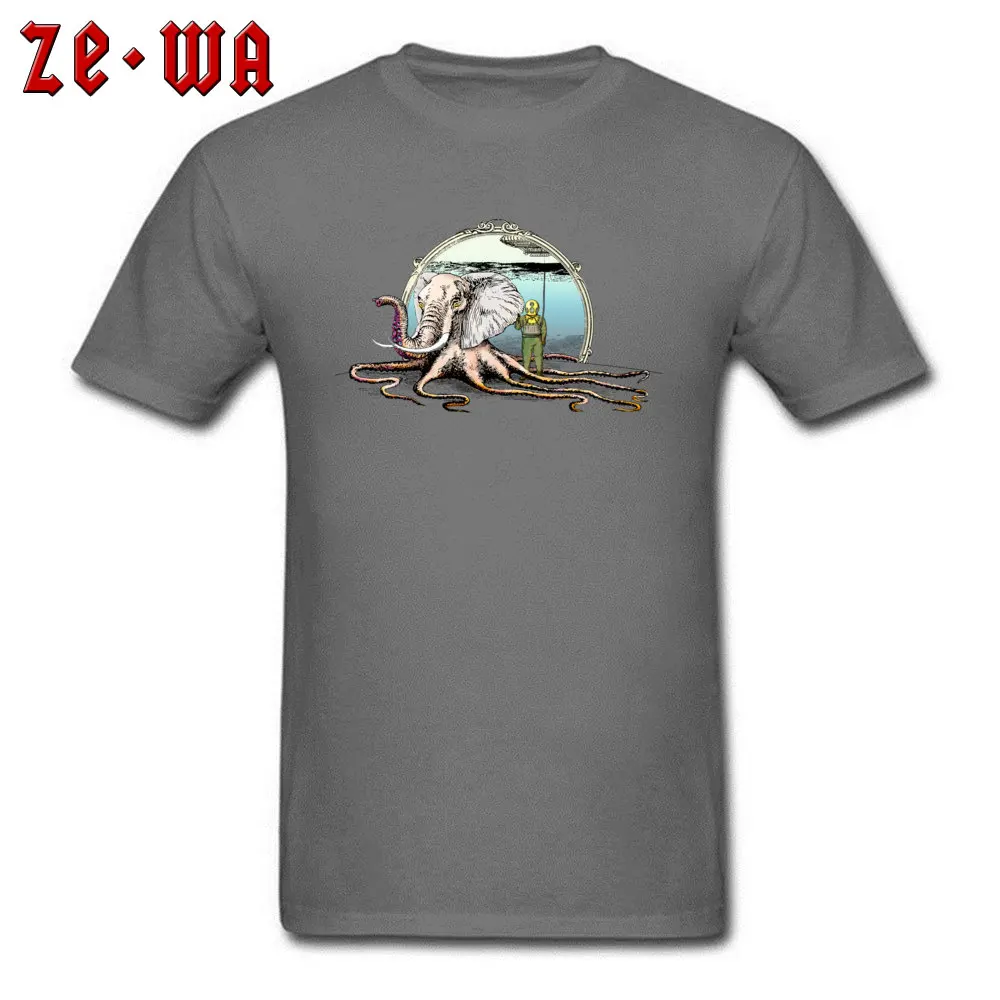 

Vintage 3D T-shirt Men Novelty T Shirts Octopus Elephant Print Summer Clothes Airship Spaceman Funky Tops Grey Cotton Tees
