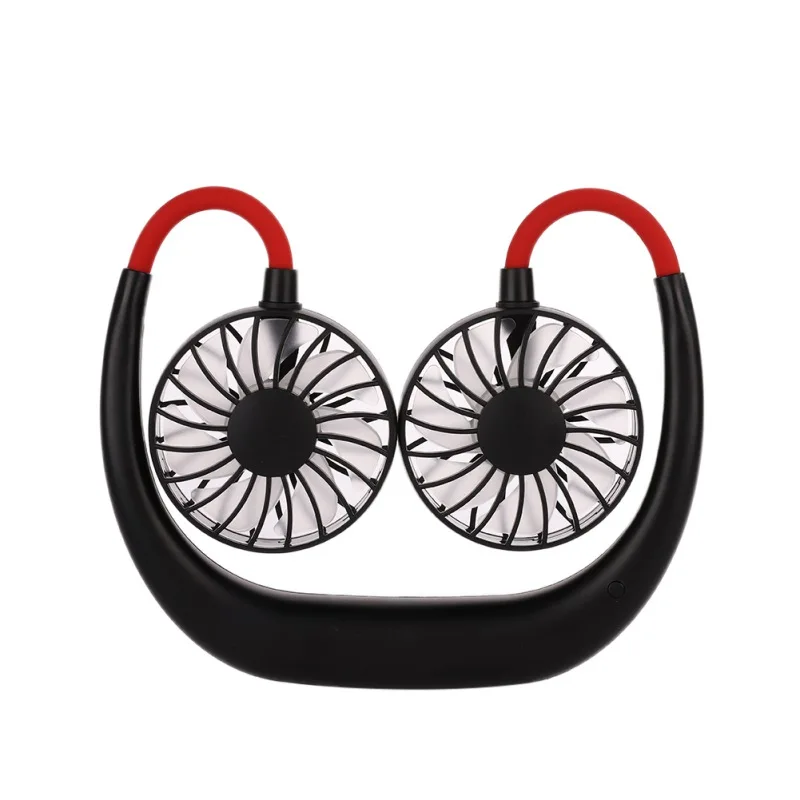

USB Rechargeable Wearable Portable Hand Free Neckband Fan Personal Mini Neck Double Fans 3 Speed Adjustable for Home Office