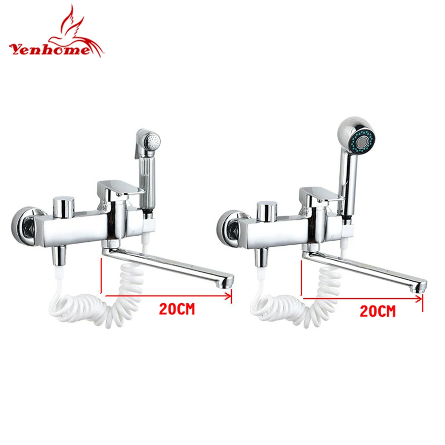 360 Rotate Solid Brass Pull Out Spray Faucet Chrome Brass Kitchen Faucet Cold and Hot Water Mixer Tap Single Handle Two Spouts