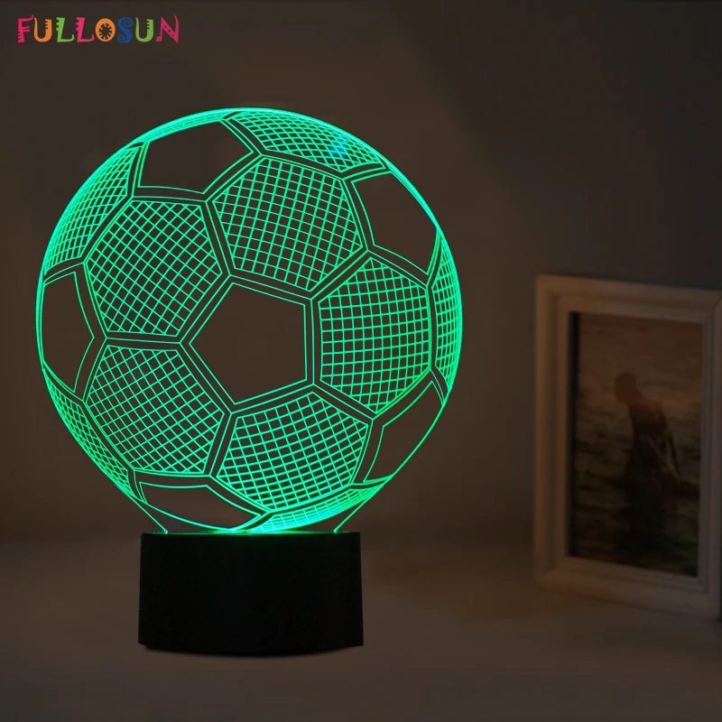 3D Иллюзия светодиодный Ночной светильник с футбол и футбол Форма газовые лампы лампа для домашний декор для детей лампы, с 7 светлый цвет