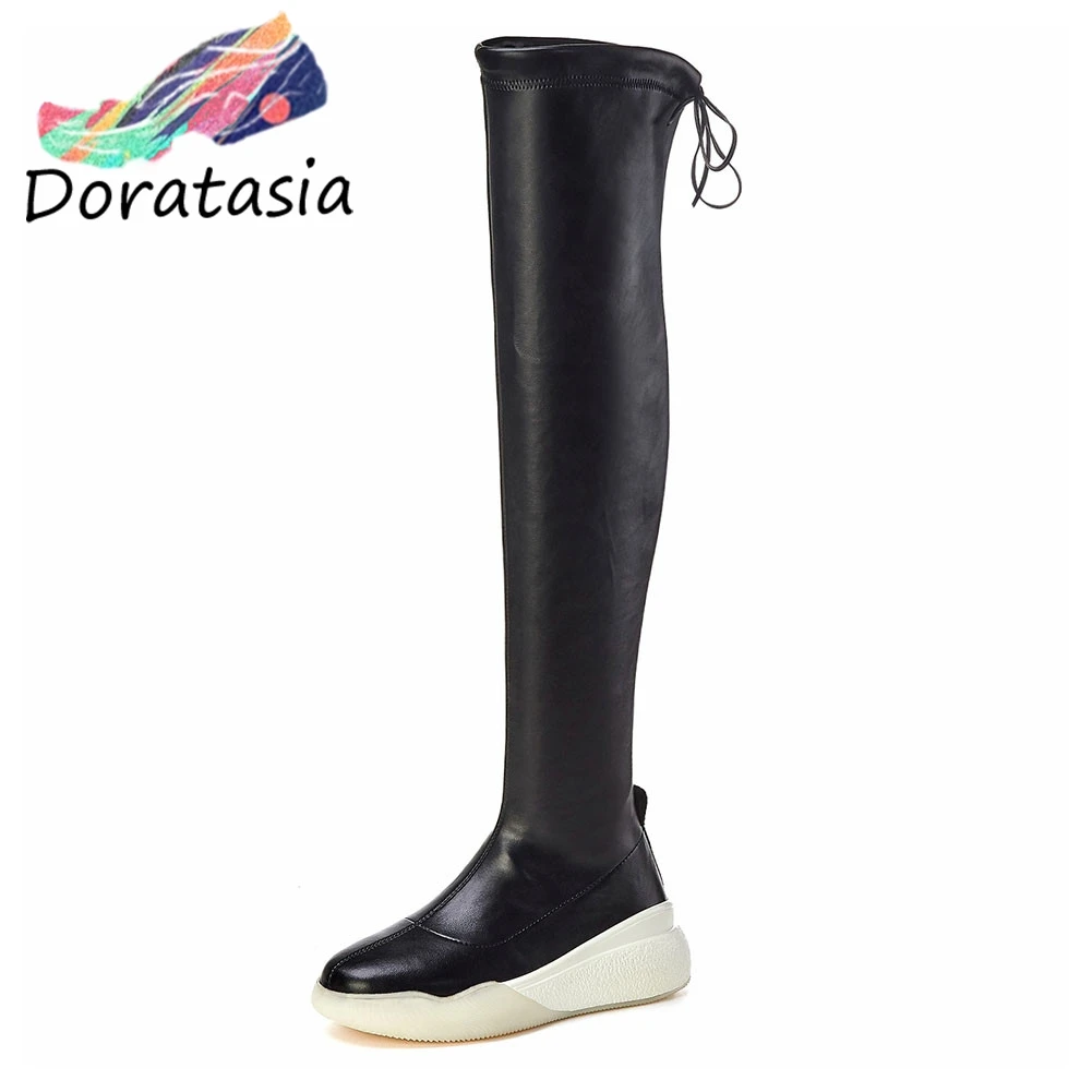 

DORATASIA New brand black over the knee thigh high boots women 2019 autumn sweet girls platform high boots wedges shoes woman