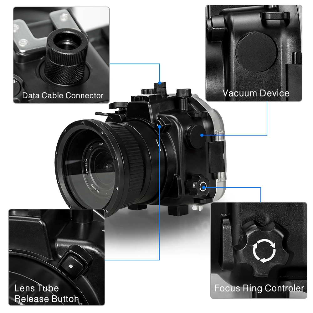 For Sony A9 Camera Waterproof Housing Case Underwater 40m All Function Photography Lens Tube Replaceable Protective Box Device