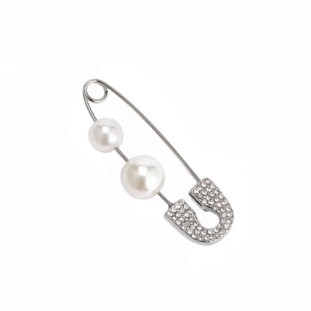 1 Pcs Woman Unique Simulated Pearl Paperclip Irregular Safety Pin