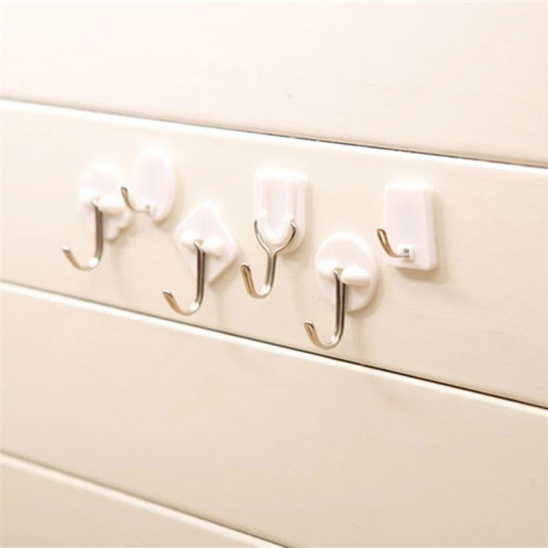 Новая мода мини 6 шт прочный крючок на липучке настенные дверные крючки на клею держатель кухня ванная комната Белый Горячая C30426
