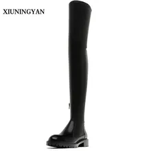 XIUNINGYAN/Женские Сапоги выше колена; сезон осень-зима; сапоги из коровьей кожи; мягкие высокие сапоги; короткая плюшевая обувь