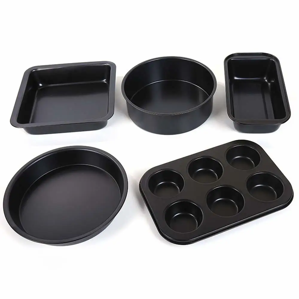 

Bakeware Set, 5Pcs DIY Cake Mold Non-stick Oven Baking Tray Muffin Cake Loaf Pan Cake Tin Cake Carbon Steel Toast Pan for Baking