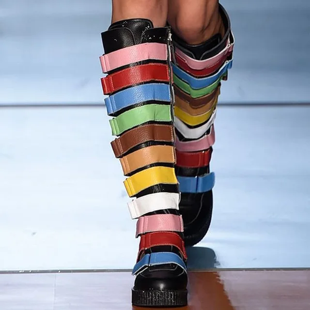 Buy colorful fashion boots women real leather knee