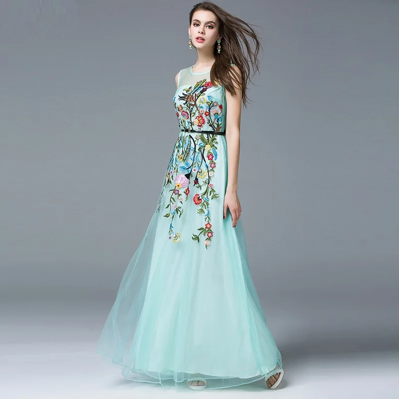 Women Long dress 2016 NEW High quality spring summer gorgeous party dress Clothing Floor Length Dress