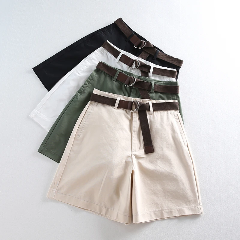

4 Colors S-XXL Solid High Waist Shorts Women Sashes Korean Fashion 2019 Short Femme Loose Black Summer Shorts Feminino Dropship