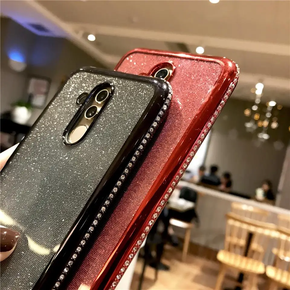 Блестящий чехол со стразами для Huawei Mate 20 Lite P30 Pro P20 Nova 4 3 мягкий силиконовый из ТПУ