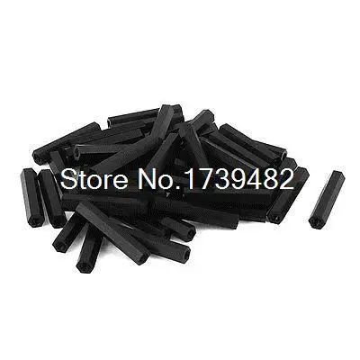 

M3x30mm Female Thread Nylon Hex Standoff Spacer PCB Pillar Nut Black 50pcs