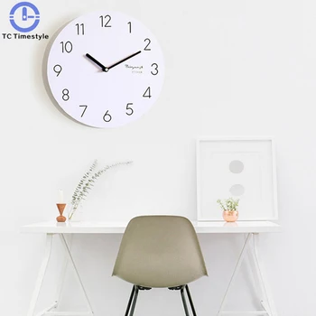 

Creative Scandinavian Personality Wooden Clock Home Dedicated Living Room Modern Muted Simple White Round Digital