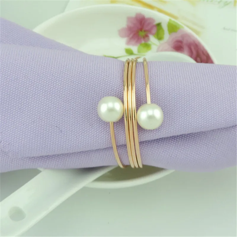 

12pieces/lot Napkin Rings Plastic Resin Napkin Buckle Pearl Paper Holder Christening Bangle Party Wedding Supplies