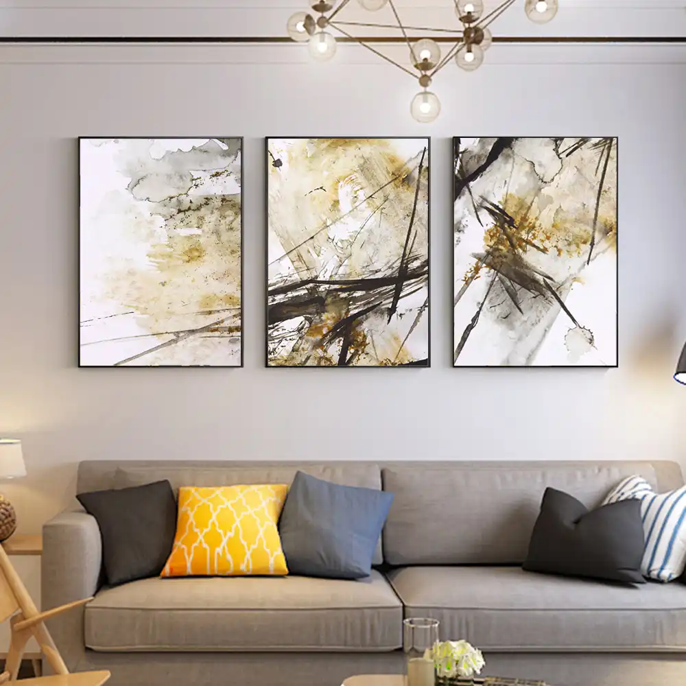Cat Air Realisme Abstrak Dinding Art Warna Emas Poster Minimalis Cat Air Realisme Abstrak Dinding Art Warna Emas Poster Minimalis