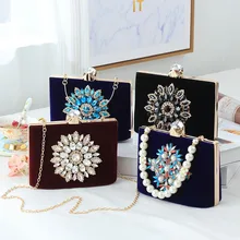 Винтажный бархатный клатч с белыми кристаллами, вечерние сумки для женщин, велюровые вечерние сумки через плечо, Свадебные Роскошные Мини сумочки для невесты