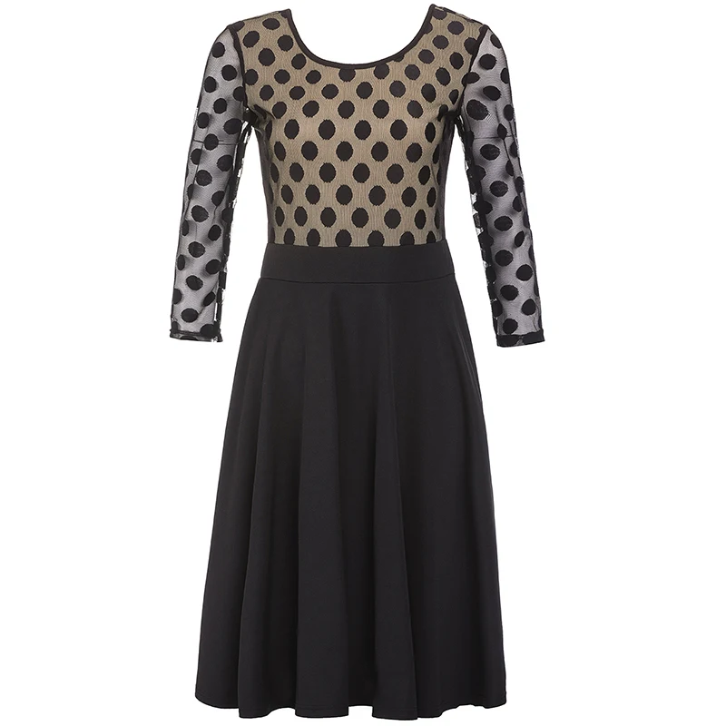 Net Yarn Dresses Party Elegant Polka Dot Dresses Sheer Design Long