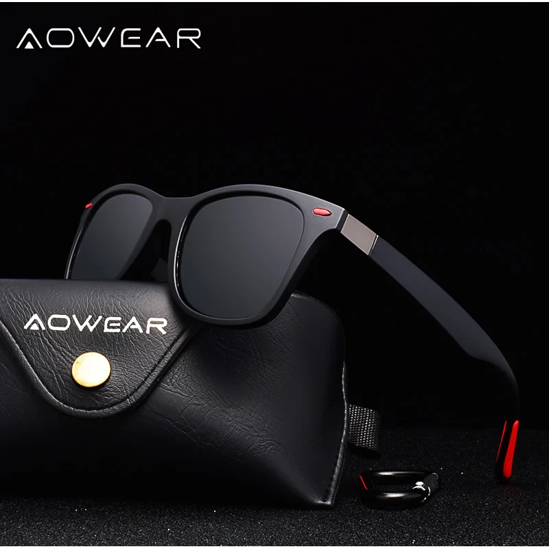 Солнцезащитные очки AOWEAR 2018 мужские и женские поляризационные Квадратные с